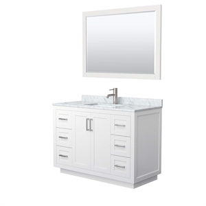 Wyndham Collection Miranda 48&quot Wood&Metal Single Bathroom Vanity in White/Nickel