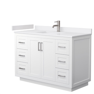 Wyndham Collection Miranda 48&quot Wood Single Bathroom Vanity in Nickel/White