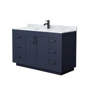 Wyndham Collection Miranda 54&quot Plywood Single Bathroom Vanity in Dark Blue/Black