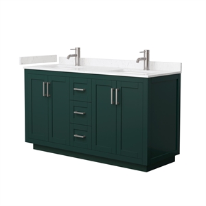 Wyndham Collection Miranda 60&quot Metal&Wood Double Bathroom Vanity in Green/Nickel