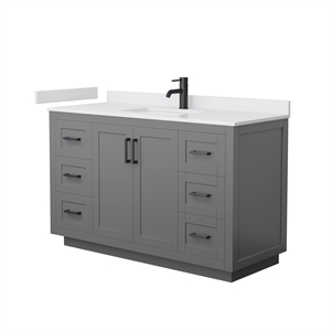 Wyndham Collection Miranda 54&quot Wood Single Bathroom Vanity in Gray/Black