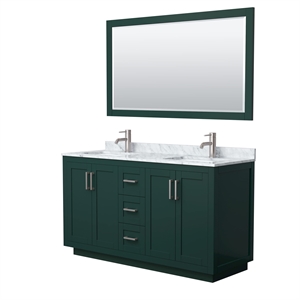 Wyndham Collection Miranda 60&quot Plywood Double Bathroom Vanity in Green/Nickel