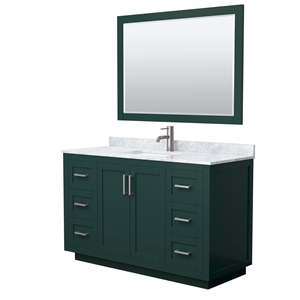 Wyndham Collection Miranda 54&quot Plywood Single Bathroom Vanity in Green/Nickel