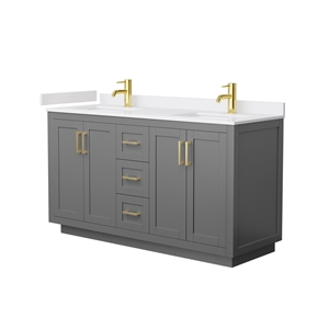 Wyndham Collection Miranda 60&quot Wood Double Bathroom Vanity in Gray/Gold