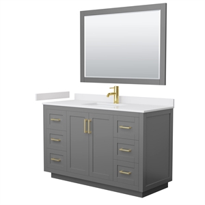 Wyndham Collection Miranda 54&quot Wood Single Bathroom Vanity in Dark Gray/Gold