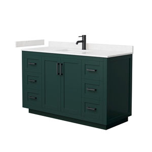 Wyndham Collection Miranda 54&quot Marble&Wood Single Bathroom Vanity in Green/Black
