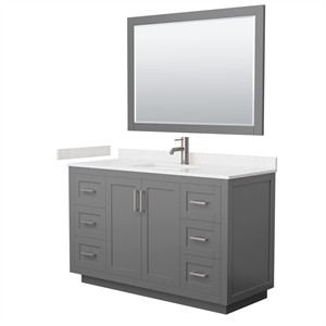 Wyndham Collection Miranda 54&quot Wood&Metal Single Bathroom Vanity in Gray/Nickel