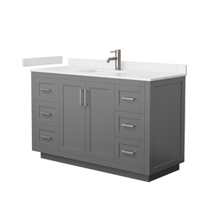 Wyndham Collection Miranda 54&quot Metal&Wood Single Bathroom Vanity in Gray/Nickel