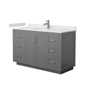 Wyndham Collection Miranda 54&quot Wood Single Bathroom Vanity in Nickel/Gray