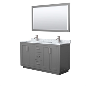 Wyndham Collection Miranda 60&quot Plywood Double Bathroom Vanity in Gray/Nickel