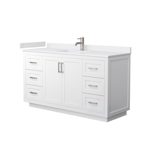 Wyndham Collection Miranda 60&quot Wood Single Bathroom Vanity in Nickel/White