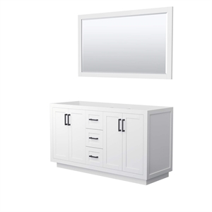 Wyndham Collection Miranda 60&quot Plywood Double Bathroom Vanity in White/Black