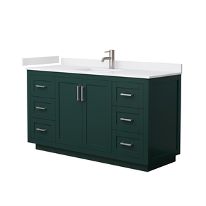 Wyndham Collection Miranda 60&quot Wood Single Bathroom Vanity in Nickel/Green