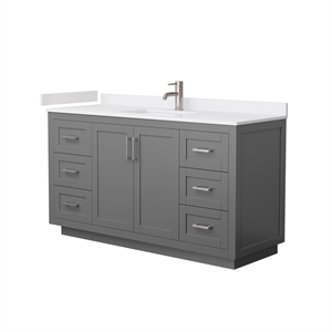 Wyndham Collection Miranda 60&quot Wood Single Bathroom Vanity in Gray/Nickel