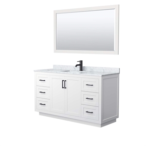 Wyndham Collection Miranda 60&quot Wood&Metal Single Bathroom Vanity in White/Black