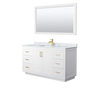 Wyndham Collection Miranda 60&quot Wood&Metal Single Bathroom Vanity in White/Gold