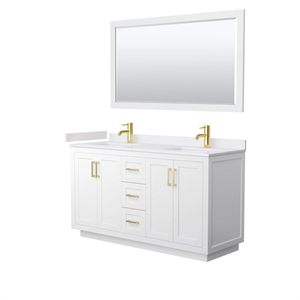 Wyndham Collection Miranda 60&quot Wood Double Bathroom Vanity in White/Gold