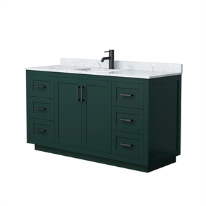 Wyndham Collection Miranda 60&quot Metal&Wood Single Bathroom Vanity in Green/Black