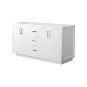 Wyndham Collection Miranda 60&quot Wood Double Bathroom Vanity in Nickel Trim/White