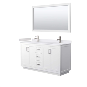 Wyndham Collection Miranda 60&quot Wood Double Bathroom Vanity in White/Nickel