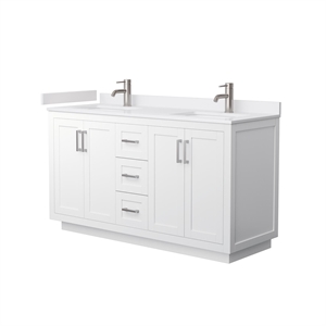 Wyndham Collection Miranda 60&quot Wood Double Bathroom Vanity in Nickel/White