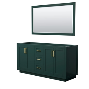 Wyndham Collection Miranda 66&quot No Sink Wood Double Bathroom Vanity in Green/Gold