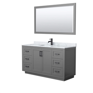 Wyndham Collection Miranda 60&quot Plywood Single Bathroom Vanity in Gray/Black