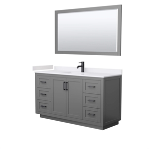 Wyndham Collection Miranda 60&quot Wood Single Bathroom Vanity in Dark Gray/Black