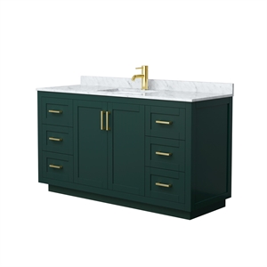 Wyndham Collection Miranda 60&quot Metal&Wood Single Bathroom Vanity in Green/Gold
