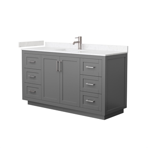 Wyndham Collection Miranda 60&quot Marble&Wood Single Bathroom Vanity in Gray/Nickel