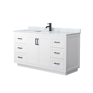 Wyndham Collection Miranda 60&quot Metal&Wood Single Bathroom Vanity in White/Black