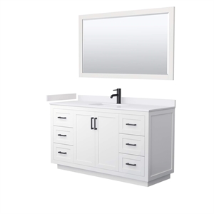 Wyndham Collection Miranda 60&quot Wood Single Bathroom Vanity in White/Black