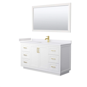 Wyndham Collection Miranda 60&quot Wood Single Bathroom Vanity in White/Gold