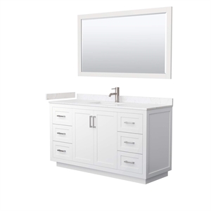 Wyndham Collection Miranda 60&quot Wood&Metal Single Bathroom Vanity in White/Nickel