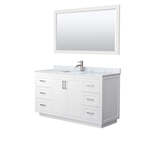 Wyndham Collection Miranda 60&quot Plywood Single Bathroom Vanity in White/Nickel