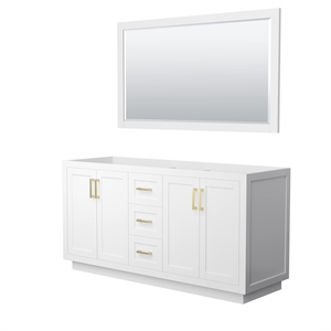 Wyndham Collection Miranda 66&quot No Sink Wood Double Bathroom Vanity in White/Gold