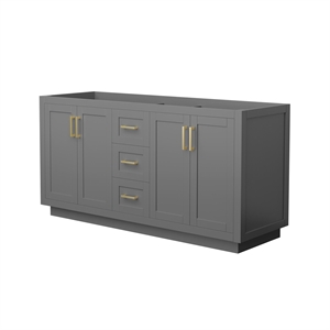 Wyndham Collection Miranda 66&quot No-Sink Wood Double Bathroom Vanity in Gray/Gold