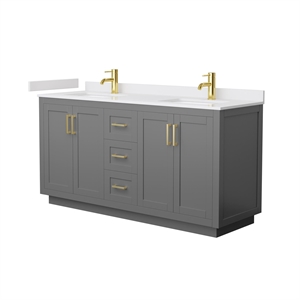 Wyndham Collection Miranda 66&quot Wood Double Bathroom Vanity in Gray/Gold