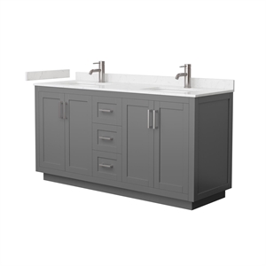 Wyndham Collection Miranda 66&quot Wood Veneer Double Bathroom Vanity in Gray/Nickel