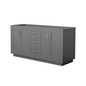 Wyndham Collection Miranda 66&quot Plywood Double Bathroom Vanity in Nickel/Gray