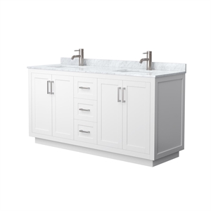 Wyndham Collection Miranda 66&quot Plywood Double Bathroom Vanity in Nickel/White
