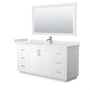 Wyndham Collection Miranda 66&quot Wood Single Bathroom Vanity in White/Nickel