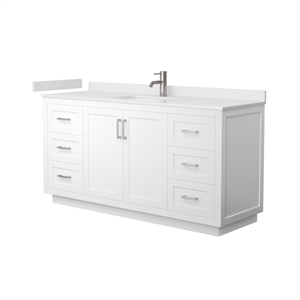 Wyndham Collection Miranda 66&quot Wood Single Bathroom Vanity in Nickel/White