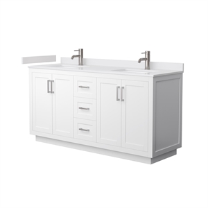 Wyndham Collection Miranda 66&quot Wood Double Bathroom Vanity in Nickel/White