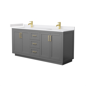 Wyndham Collection Miranda 72&quot Wood Double Bathroom Vanity in Gray/Gold