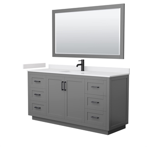 Wyndham Collection Miranda 66&quot Wood Single Bathroom Vanity in Dark Gray/Black