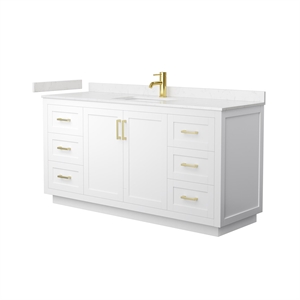 Wyndham Collection Miranda 66&quot Wood Veneer Single Bathroom Vanity in White/Gold