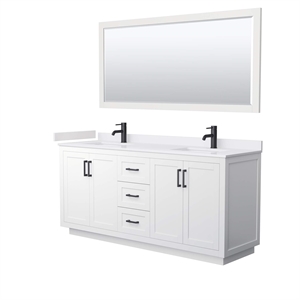 Wyndham Collection Miranda 72&quot Wood Double Bathroom Vanity in White/Black