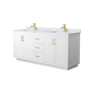 Wyndham Collection Miranda 72&quot Metal & Wood Double Bathroom Vanity in White/Gold