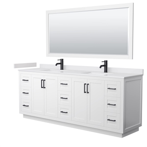 Wyndham Collection Miranda 84&quot Wood Double Bathroom Vanity in White/Black